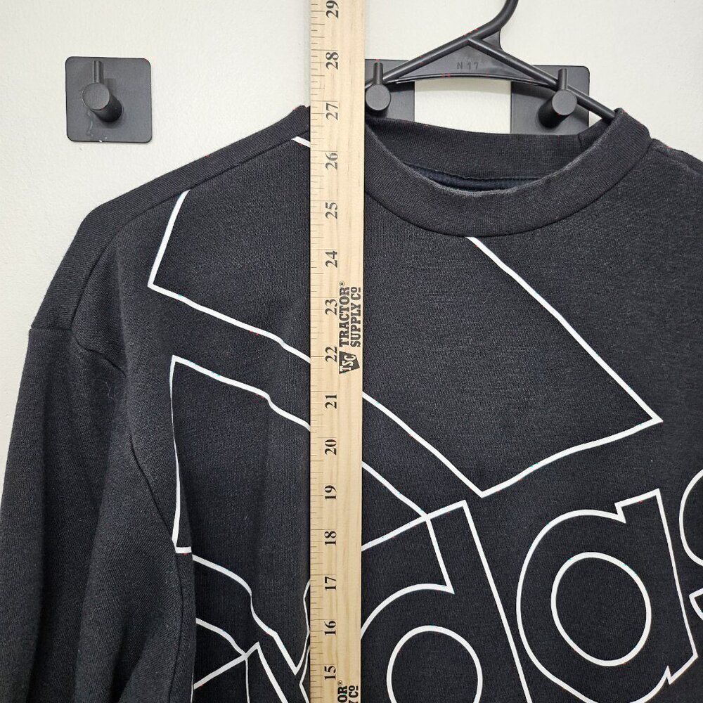 Adidas Giant Logo Sweatshirt Adult Size Small Black Pullover Crew Neck Athletic - Picture 8 of 9